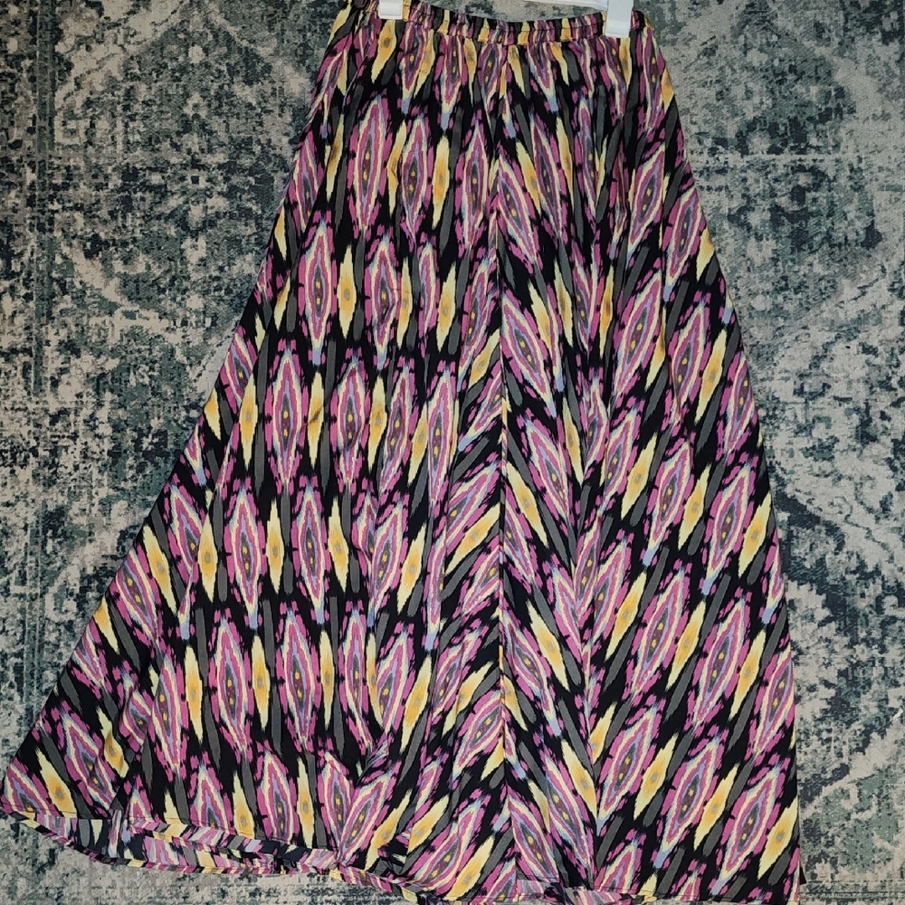Multicolored A-line Maxi Skirt with Asymmetrical Style for Night Out